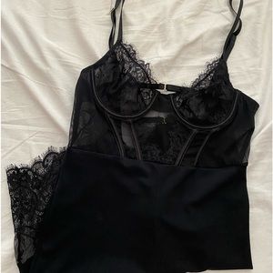 Black lace romper shorts